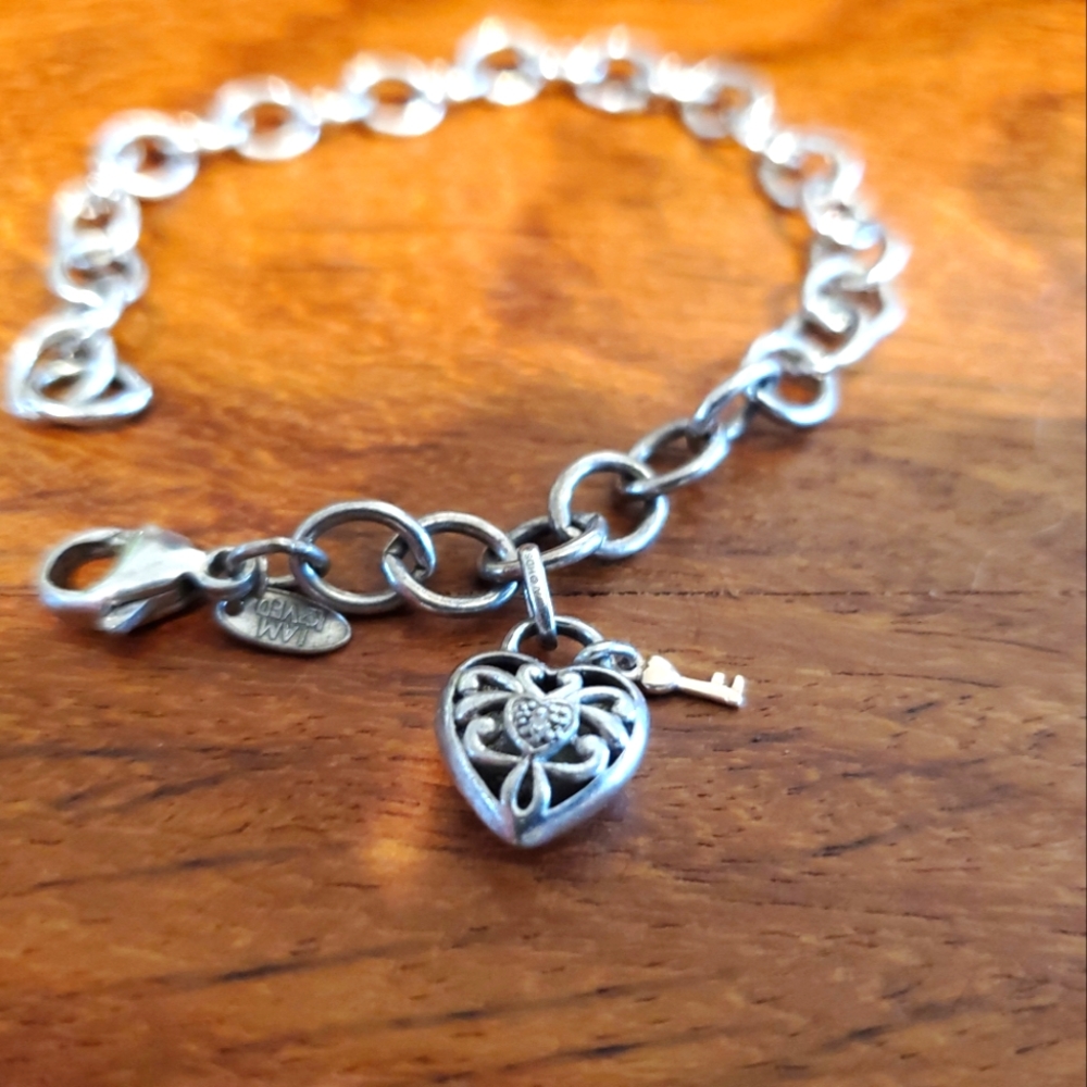 Helzberg Diamonds "I Am Loved" Heart Lock and Key Bracelet